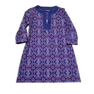 Cabana Life Women's Dress Sz XL Purple 3/4 Sleeve Floral Flowers Pullover